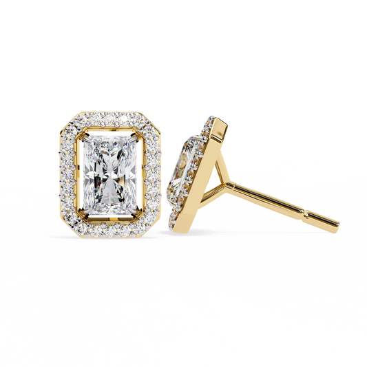 18K Yellow Gold Lab Grown Diamond Halo Earrings 1.92 ctw DAE-148