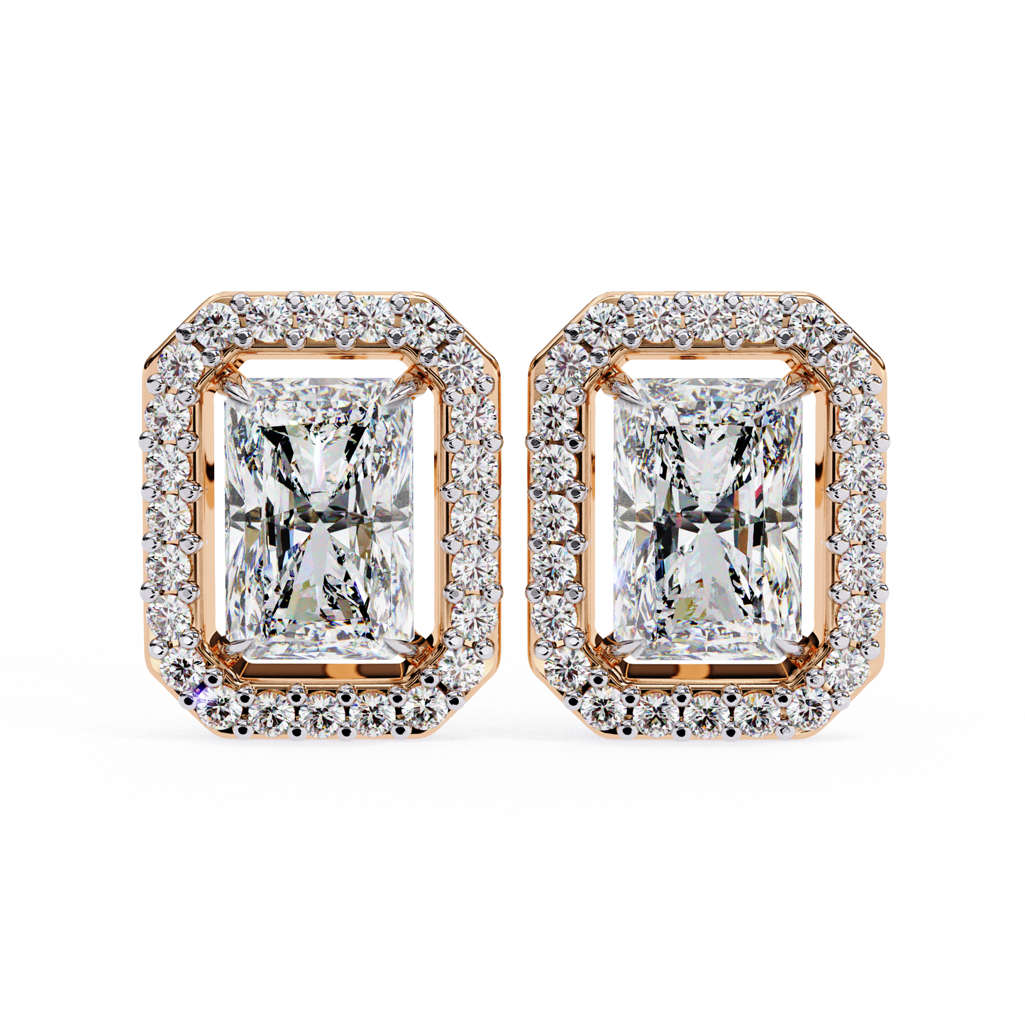 10K Rose Gold Lab Grown Diamond Halo Earrings 1.92 ctw DAE-148