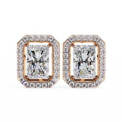 10K Rose Gold Lab Grown Diamond Halo Earrings 1.92 ctw DAE-148