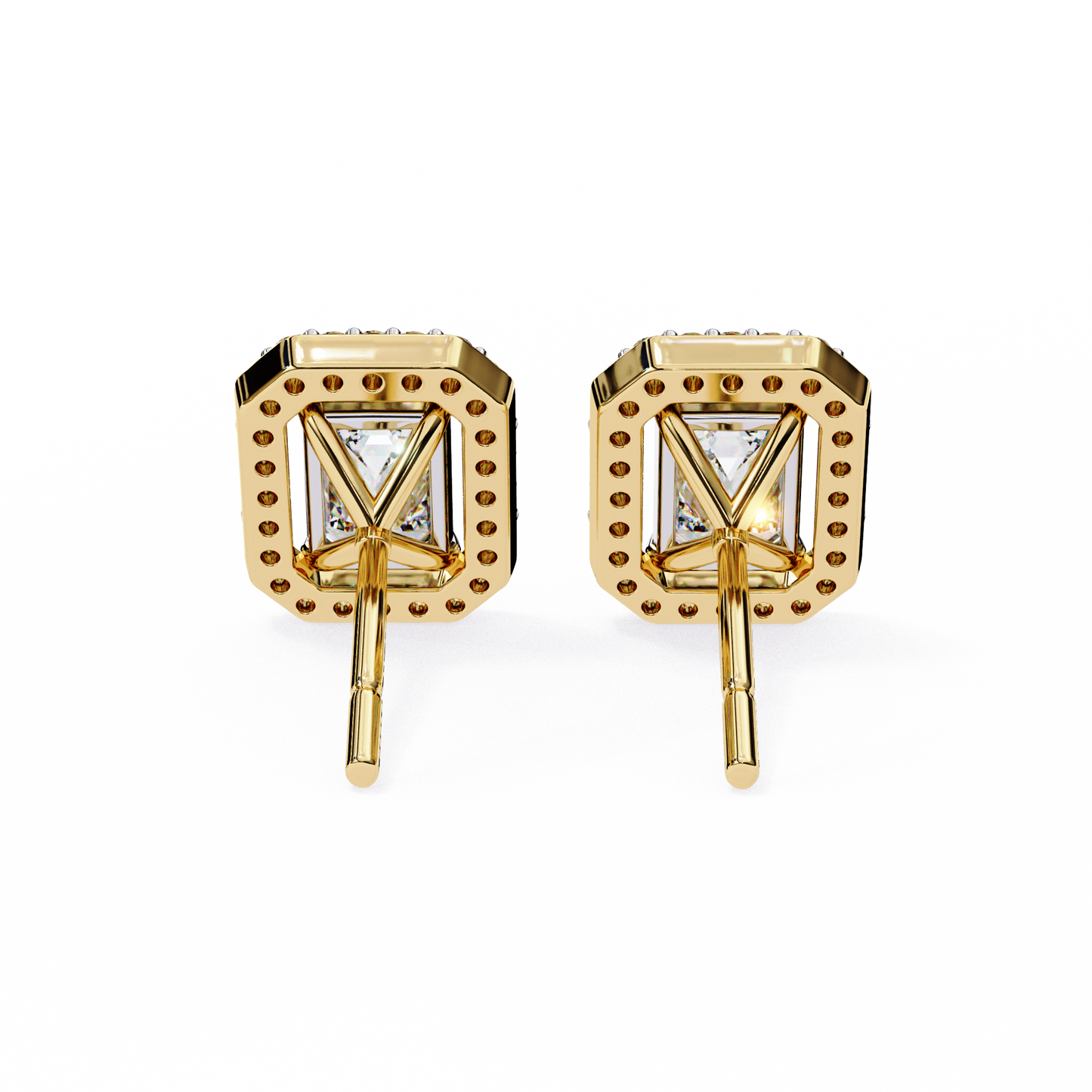 14K Yellow Gold Lab Grown Diamond Halo Earrings 1.70 ctw DAE-147
