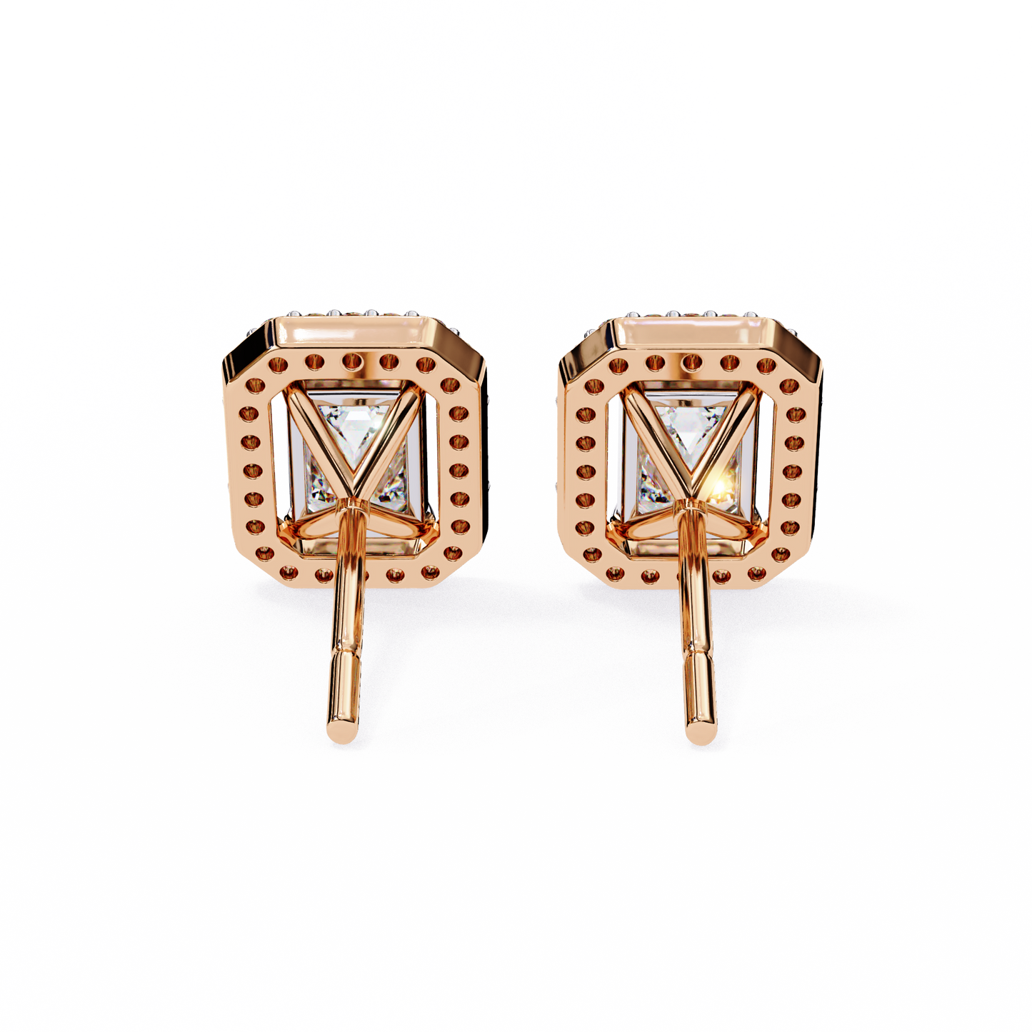 10K Rose Gold Lab Grown Diamond Halo Earrings 1.70 ctw DAE-147