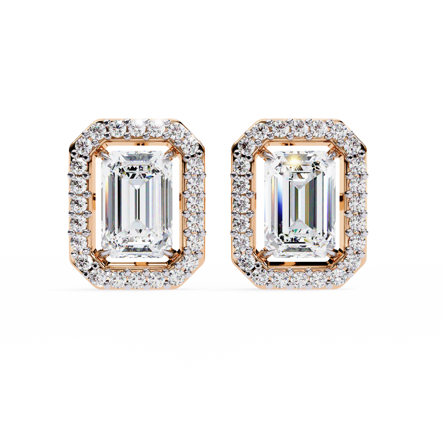 10K Rose Gold Lab Grown Diamond Halo Earrings 1.70 ctw DAE-147