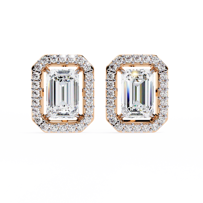 10K Rose Gold Lab Grown Diamond Halo Earrings 1.70 ctw DAE-147
