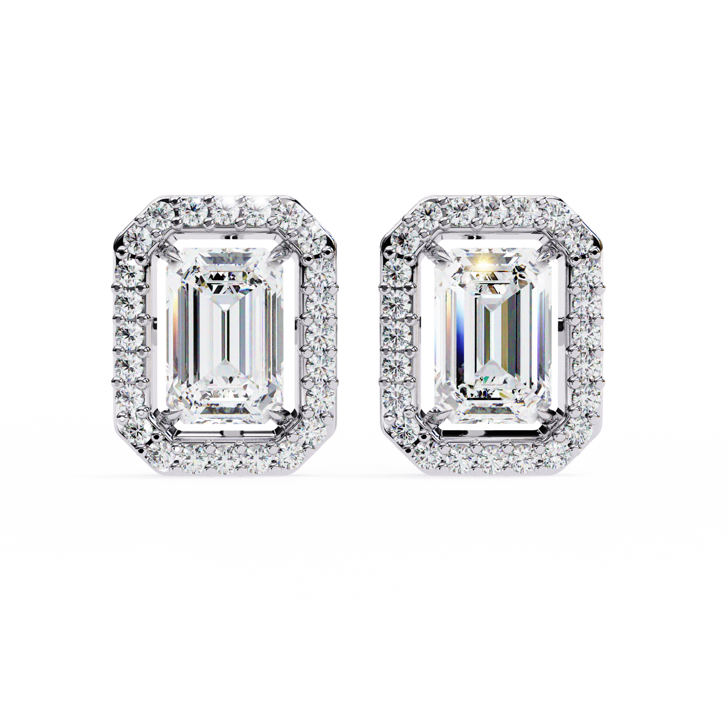 18K White Gold Lab Grown Diamond Halo Earrings 1.70 ctw DAE-147