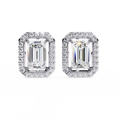 18K White Gold Lab Grown Diamond Halo Earrings 1.70 ctw DAE-147