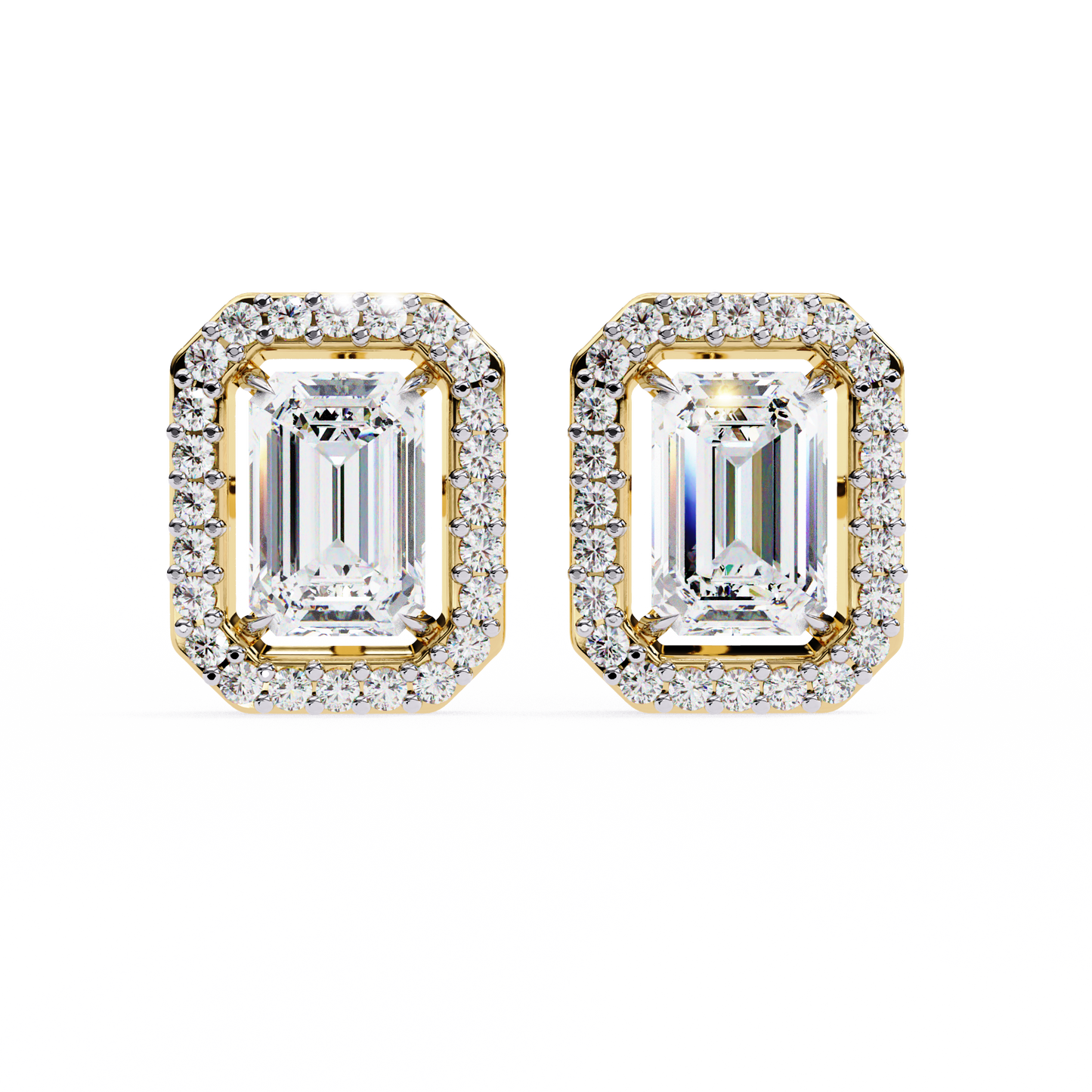 14K Yellow Gold Lab Grown Diamond Halo Earrings 1.70 ctw DAE-147