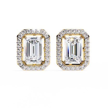 14K Yellow Gold Lab Grown Diamond Halo Earrings 1.70 ctw DAE-147