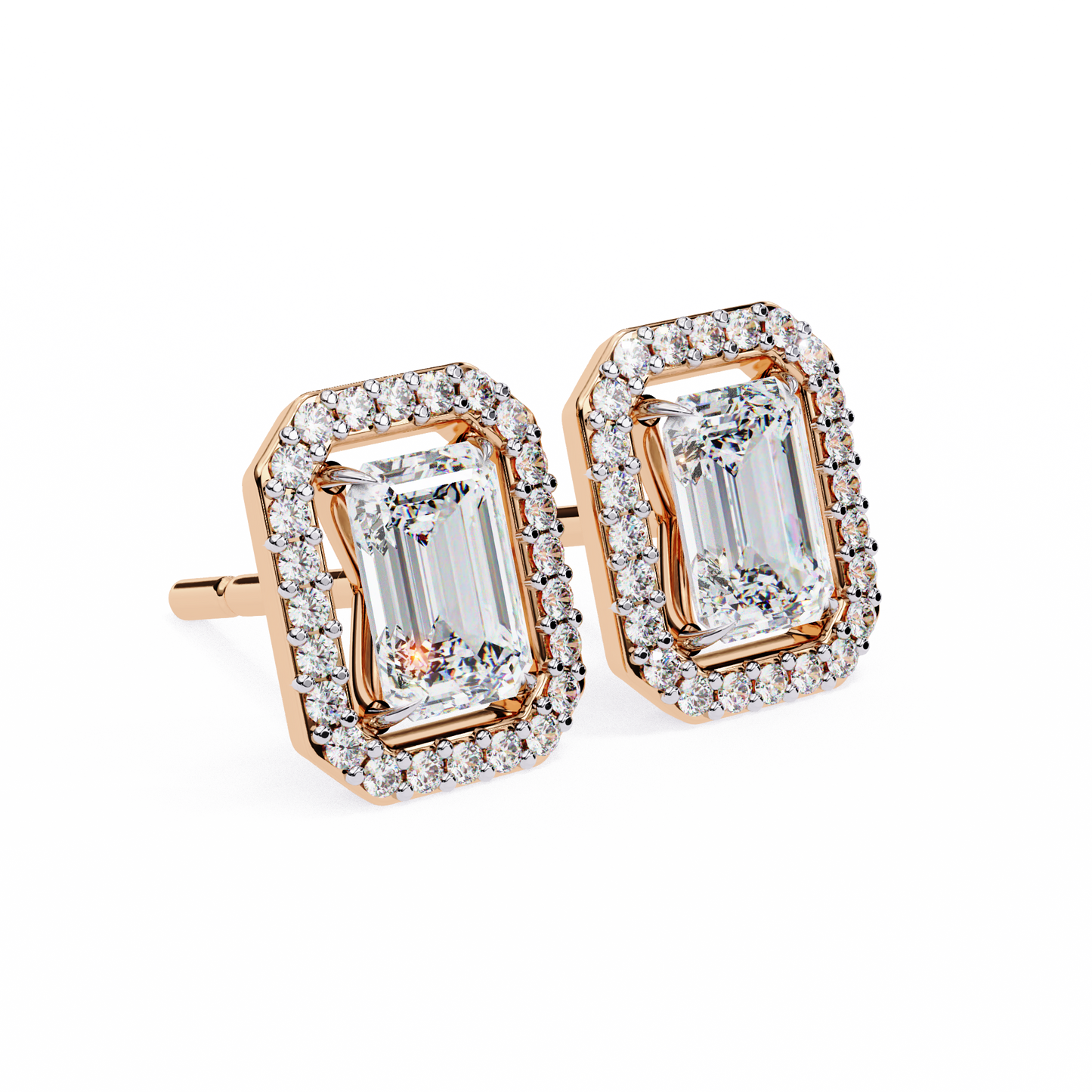 10K Rose Gold Lab Grown Diamond Halo Earrings 1.70 ctw DAE-147