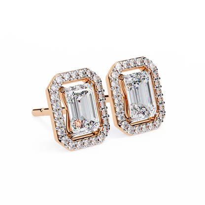 10K Rose Gold Lab Grown Diamond Halo Earrings 1.70 ctw DAE-147