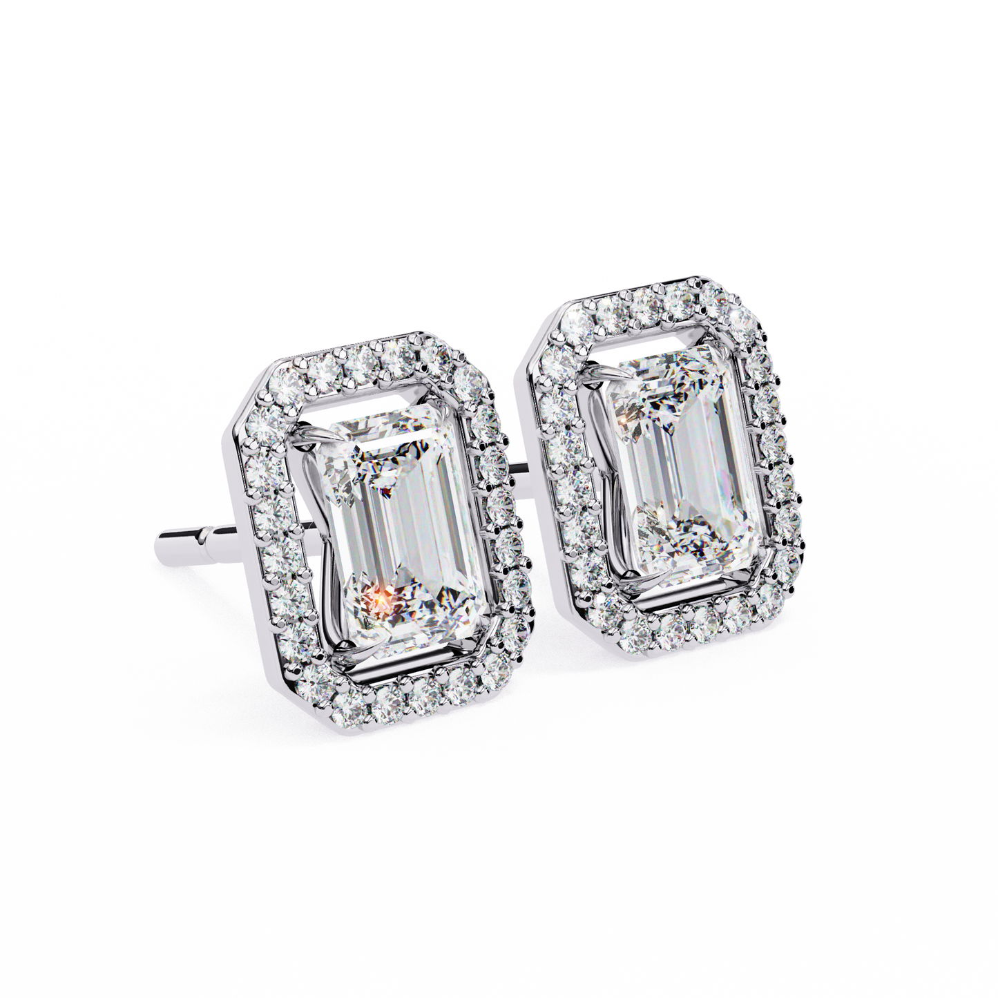 18K White Gold Lab Grown Diamond Halo Earrings 1.70 ctw DAE-147