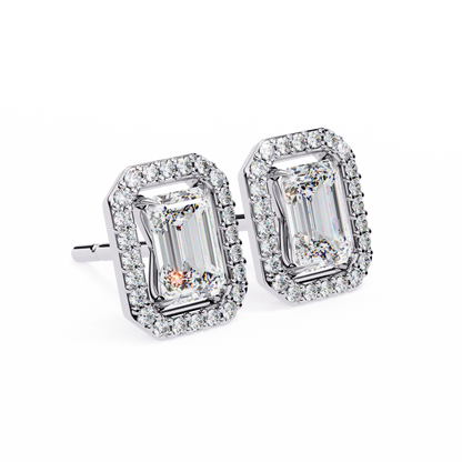 18K White Gold Lab Grown Diamond Halo Earrings 1.70 ctw DAE-147