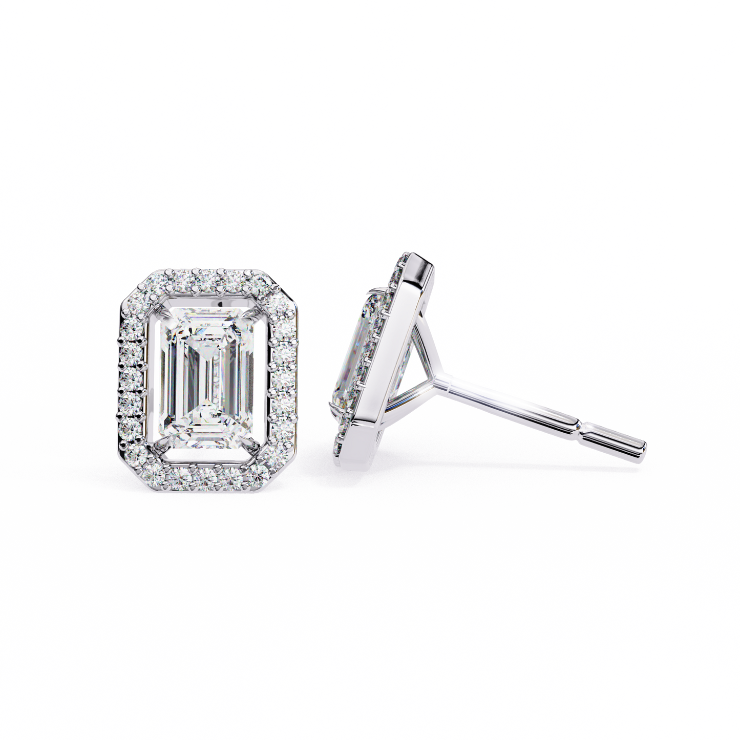 18K White Gold Lab Grown Diamond Halo Earrings 1.70 ctw DAE-147