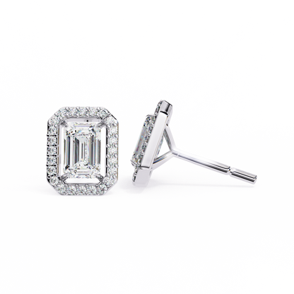 18K White Gold Lab Grown Diamond Halo Earrings 1.70 ctw DAE-147