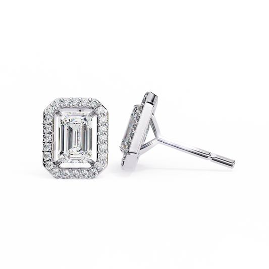 18K White Gold Lab Grown Diamond Halo Earrings 1.70 ctw DAE-147