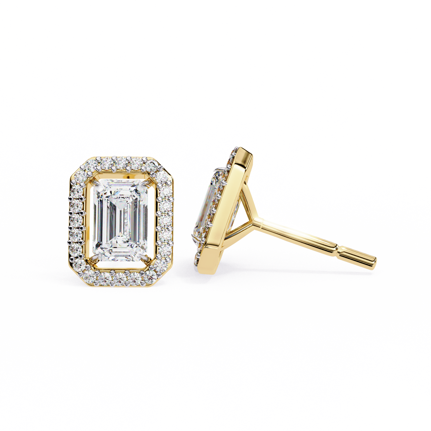 14K Yellow Gold Lab Grown Diamond Halo Earrings 1.70 ctw DAE-147
