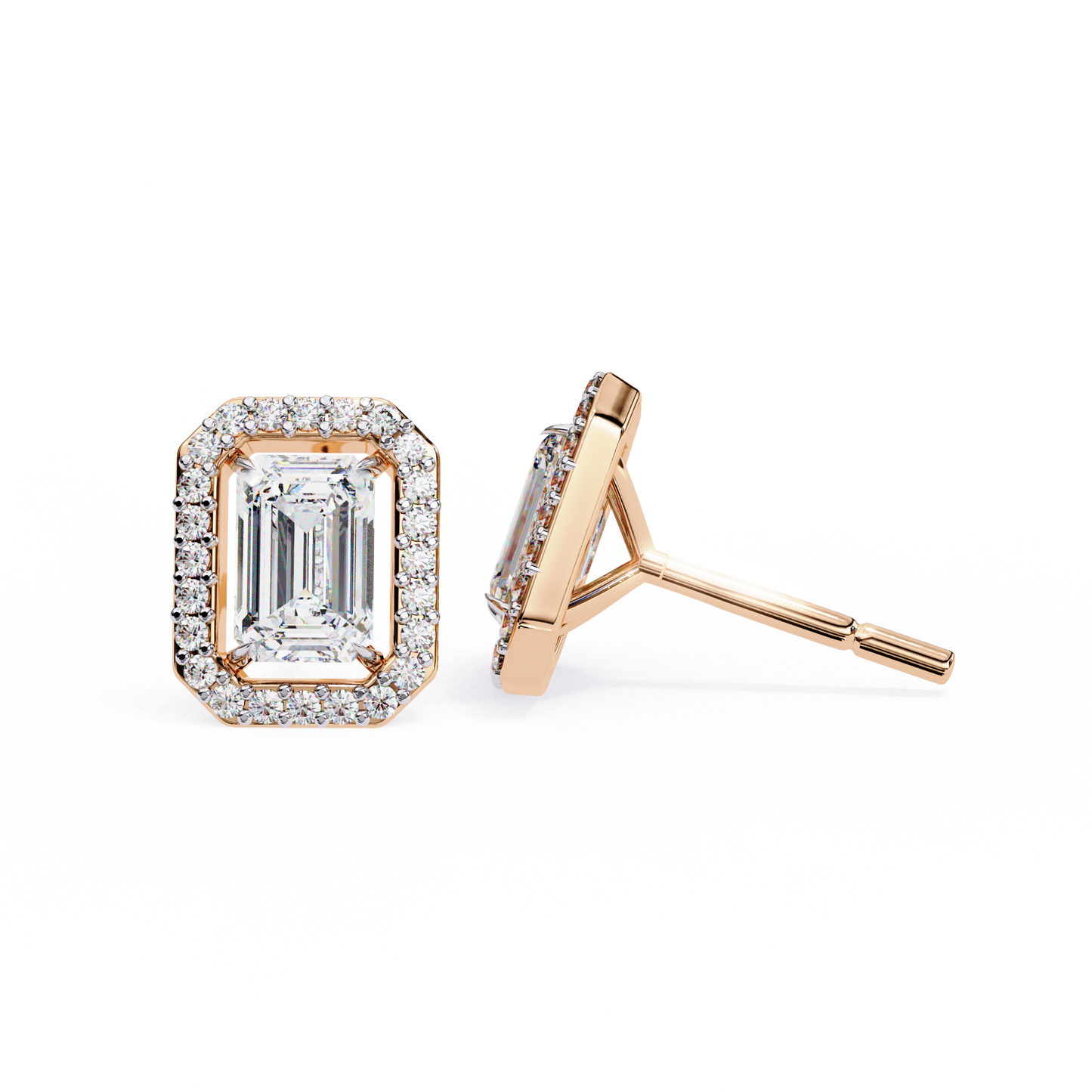 10K Rose Gold Lab Grown Diamond Halo Earrings 1.70 ctw DAE-147