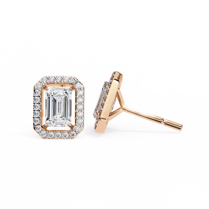 10K Rose Gold Lab Grown Diamond Halo Earrings 1.70 ctw DAE-147