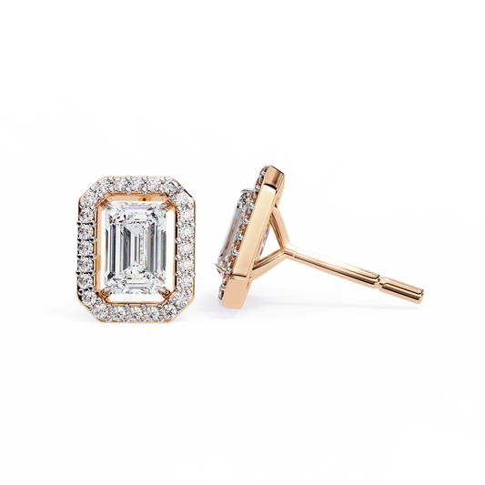 10K Rose Gold Lab Grown Diamond Halo Earrings 1.70 ctw DAE-147