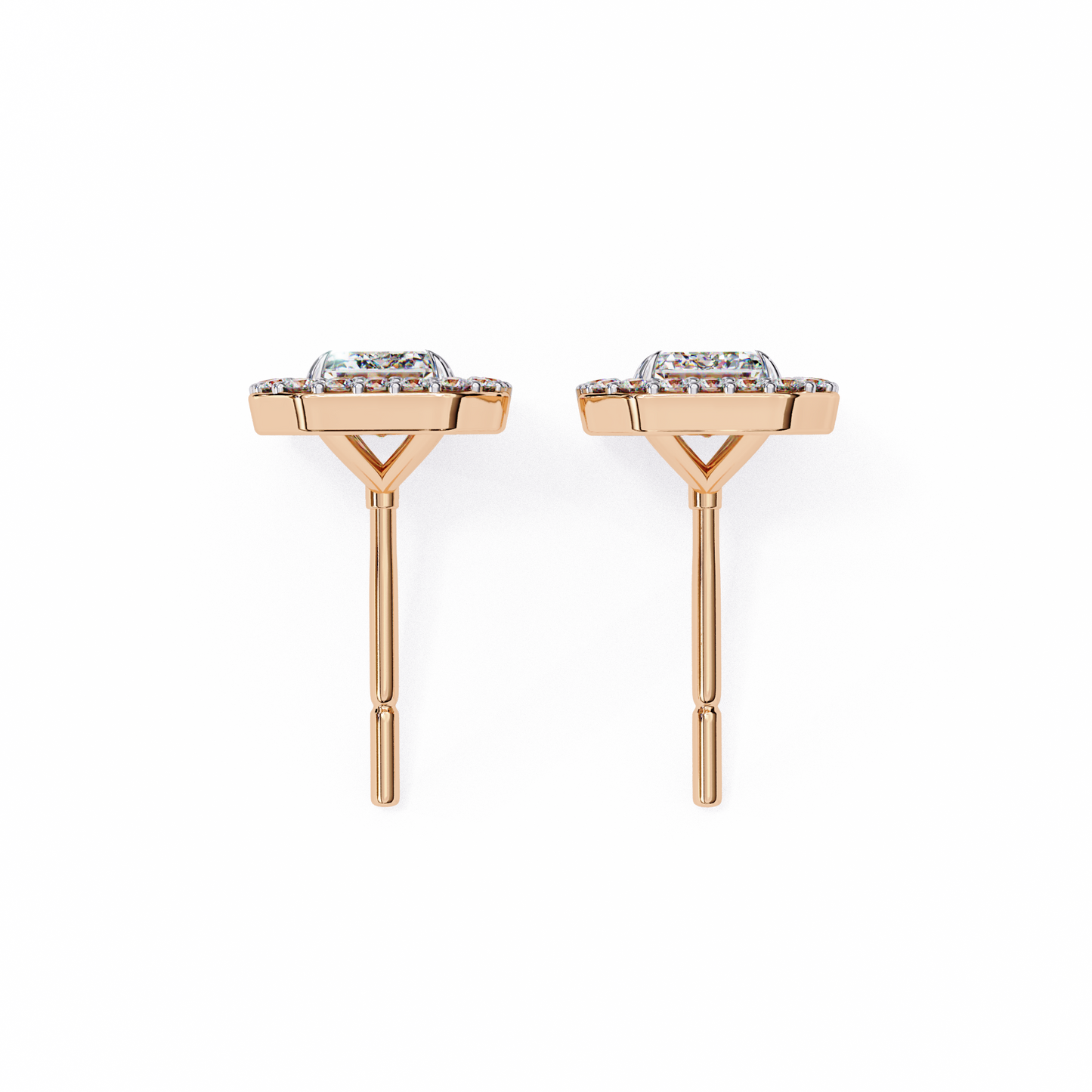 10K Rose Gold Lab Grown Diamond Halo Earrings 1.70 ctw DAE-147