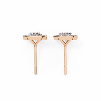 10K Rose Gold Lab Grown Diamond Halo Earrings 1.70 ctw DAE-147