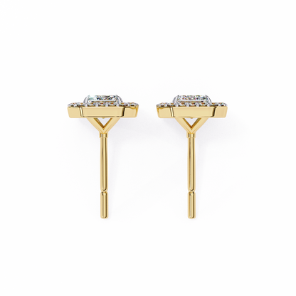 14K Yellow Gold Lab Grown Diamond Halo Earrings 1.70 ctw DAE-147