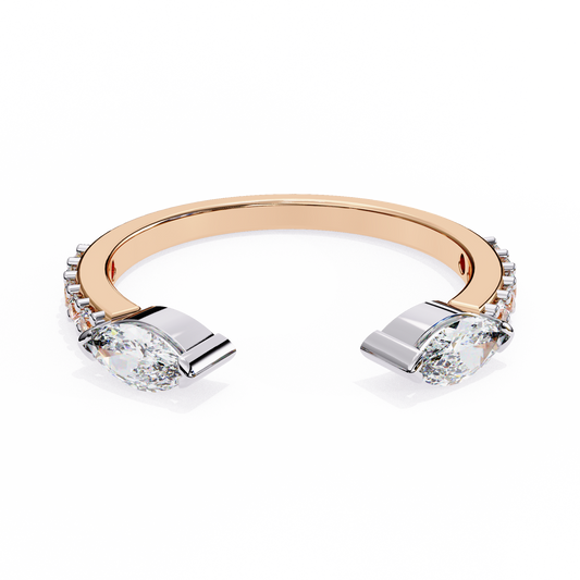 18K Two Tone Gold Lab Grown Diamond Stackable Band 0.47 ctw DAB-115