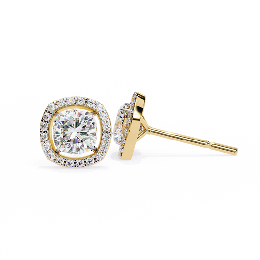 18K Yellow Gold Lab Grown Diamond Halo Earrings 1.92 ctw DAE-146