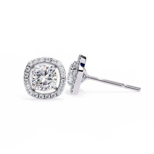 18K White Gold Lab Grown Diamond Halo Earrings 1.92 ctw DAE-146
