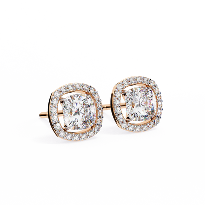 10K Rose Gold Lab Grown Diamond Halo Earrings 1.92 ctw DAE-146