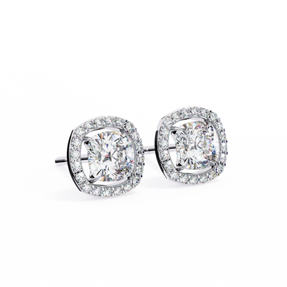 10K White Gold Lab Grown Diamond Halo Earrings 1.92 ctw DAE-146
