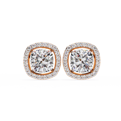 10K Rose Gold Lab Grown Diamond Halo Earrings 1.92 ctw DAE-146