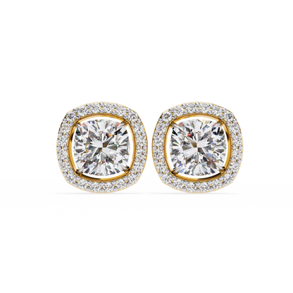 10K Yellow Gold Lab Grown Diamond Halo Earrings 1.92 ctw DAE-146