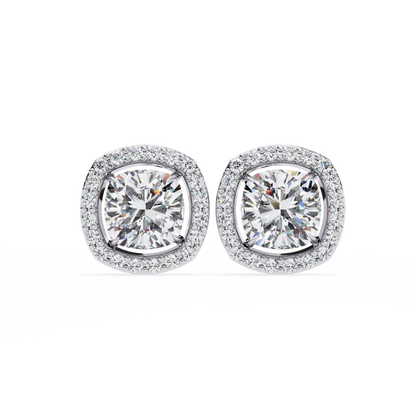 10K White Gold Lab Grown Diamond Halo Earrings 1.92 ctw DAE-146