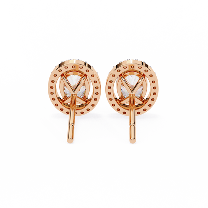 10K Rose Gold Lab Grown Diamond Halo Earrings 1.94 ctw DAE-145