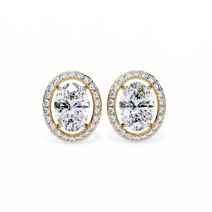 10K Yellow Gold Lab Grown Diamond Halo Earrings 1.94 ctw DAE-145