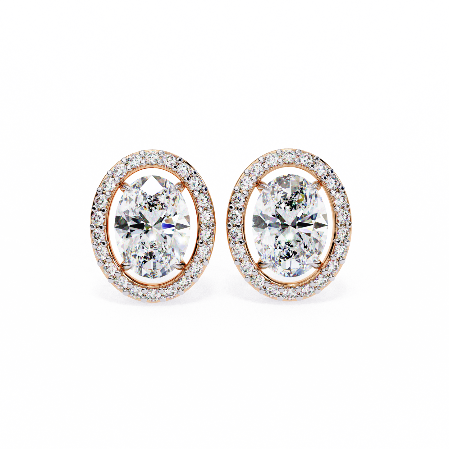 10K Rose Gold Lab Grown Diamond Halo Earrings 1.94 ctw DAE-145