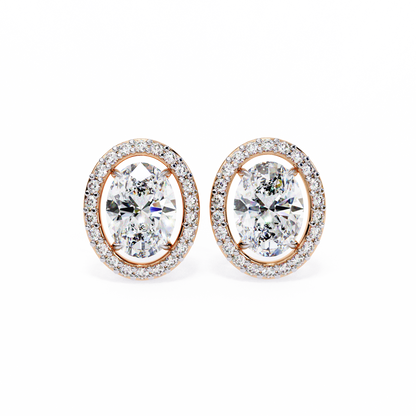 10K Rose Gold Lab Grown Diamond Halo Earrings 1.94 ctw DAE-145