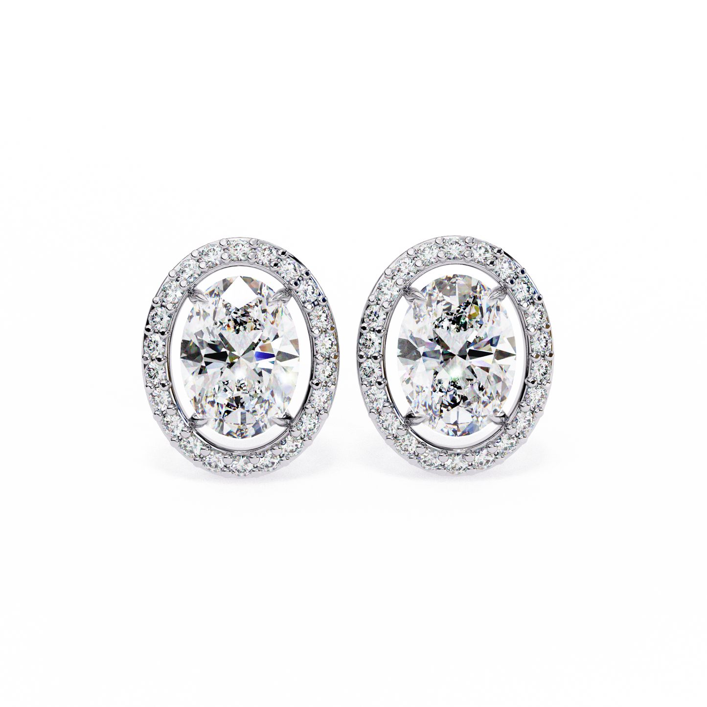 10K White Gold Lab Grown Diamond Halo Earrings 1.94 ctw DAE-145
