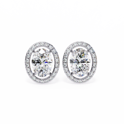 10K White Gold Lab Grown Diamond Halo Earrings 1.94 ctw DAE-145