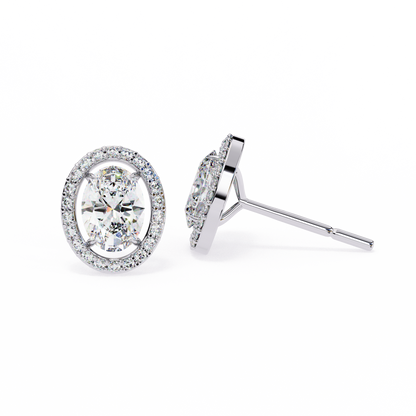 10K White Gold Lab Grown Diamond Halo Earrings 1.94 ctw DAE-145