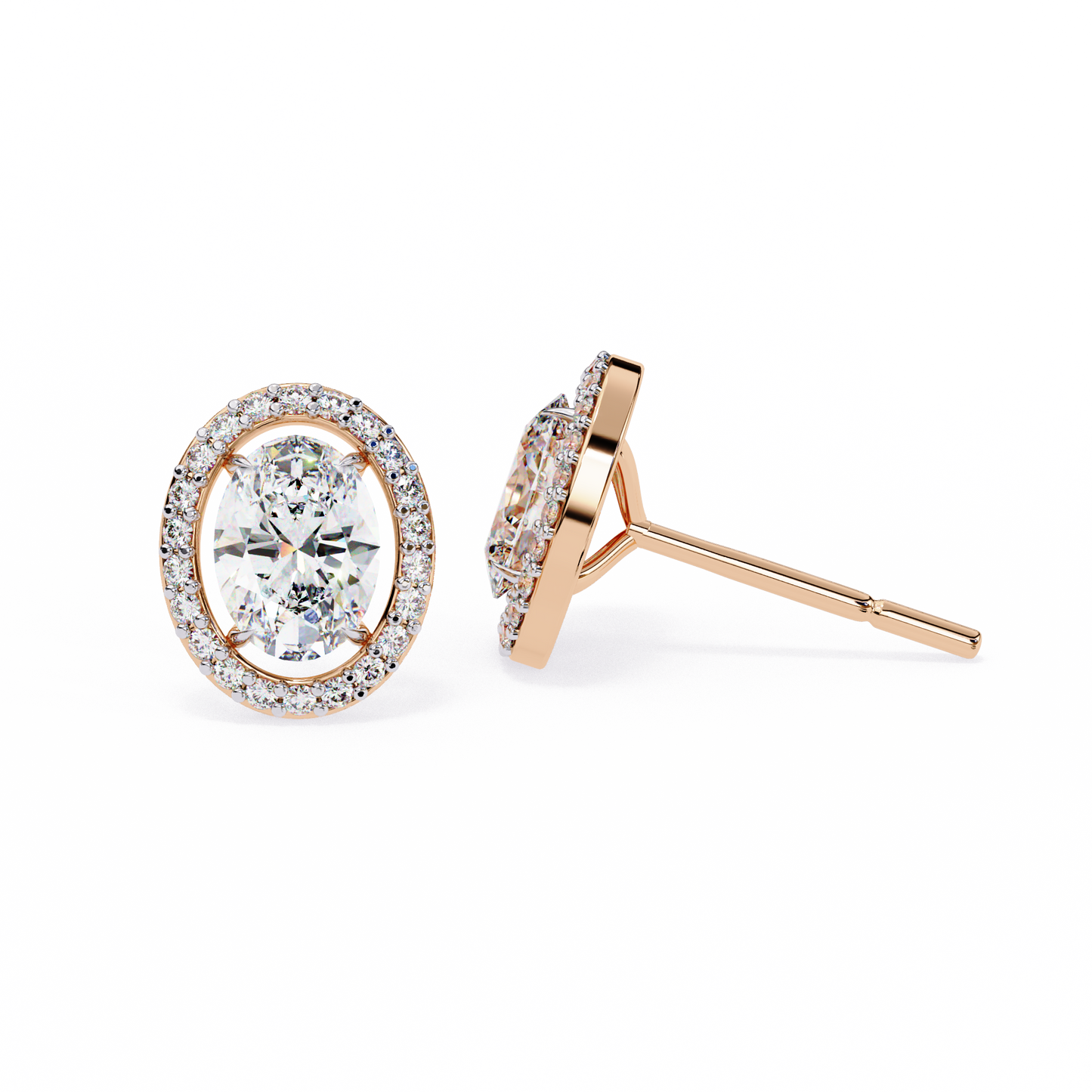 10K Rose Gold Lab Grown Diamond Halo Earrings 1.94 ctw DAE-145