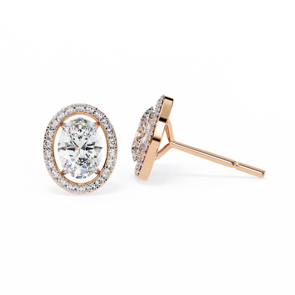 10K Rose Gold Lab Grown Diamond Halo Earrings 1.94 ctw DAE-145