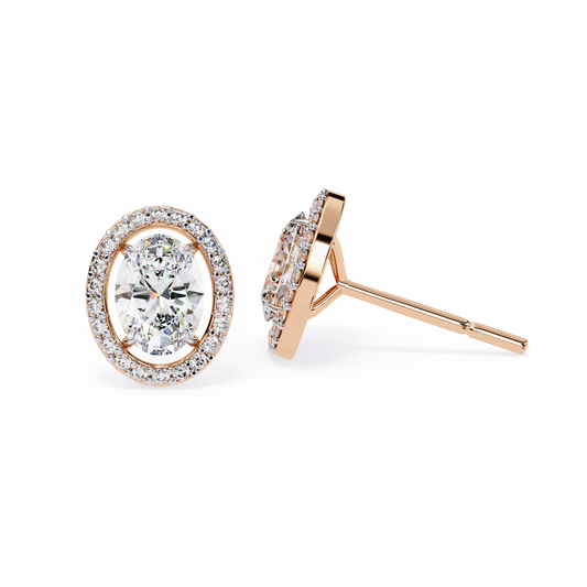 10K Rose Gold Lab Grown Diamond Halo Earrings 1.94 ctw DAE-145