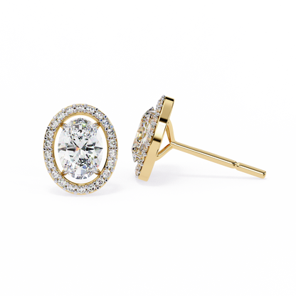 10K Yellow Gold Lab Grown Diamond Halo Earrings 1.94 ctw DAE-145