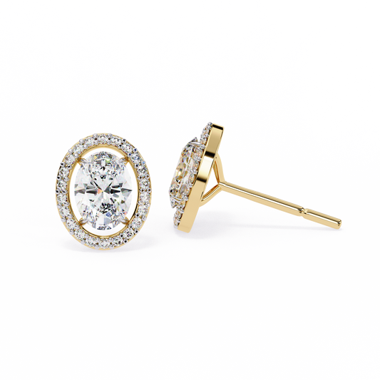 18K Yellow Gold Lab Grown Diamond Halo Earrings 1.94 ctw DAE-145