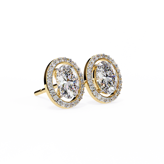 18K Yellow Gold Lab Grown Diamond Halo Earrings 1.94 ctw DAE-145