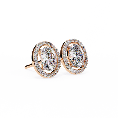 10K Rose Gold Lab Grown Diamond Halo Earrings 1.94 ctw DAE-145