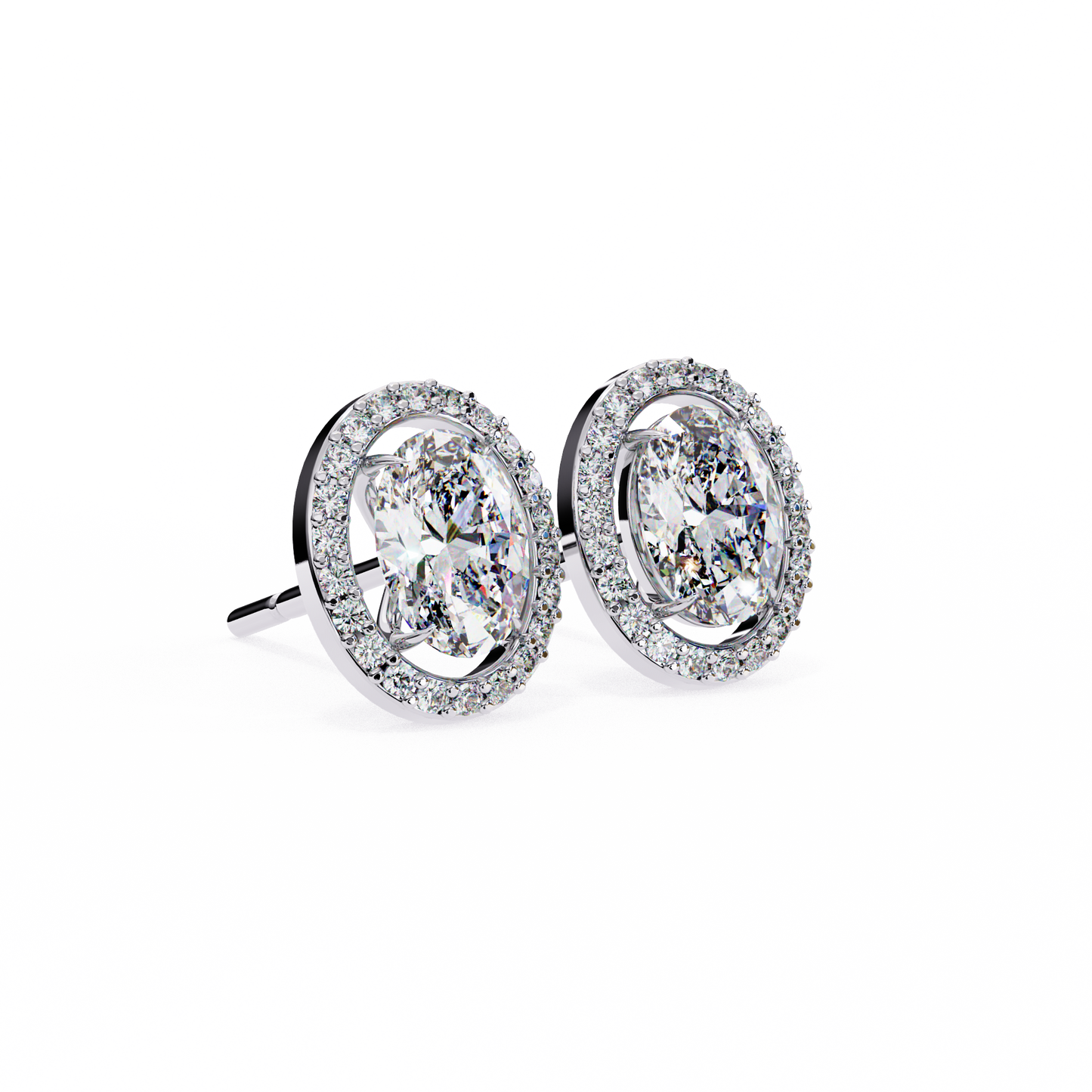 10K White Gold Lab Grown Diamond Halo Earrings 1.94 ctw DAE-145