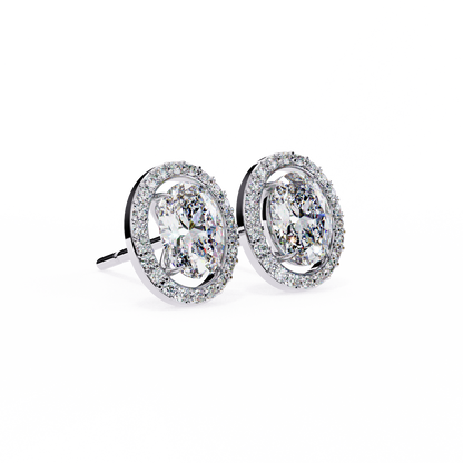10K White Gold Lab Grown Diamond Halo Earrings 1.94 ctw DAE-145