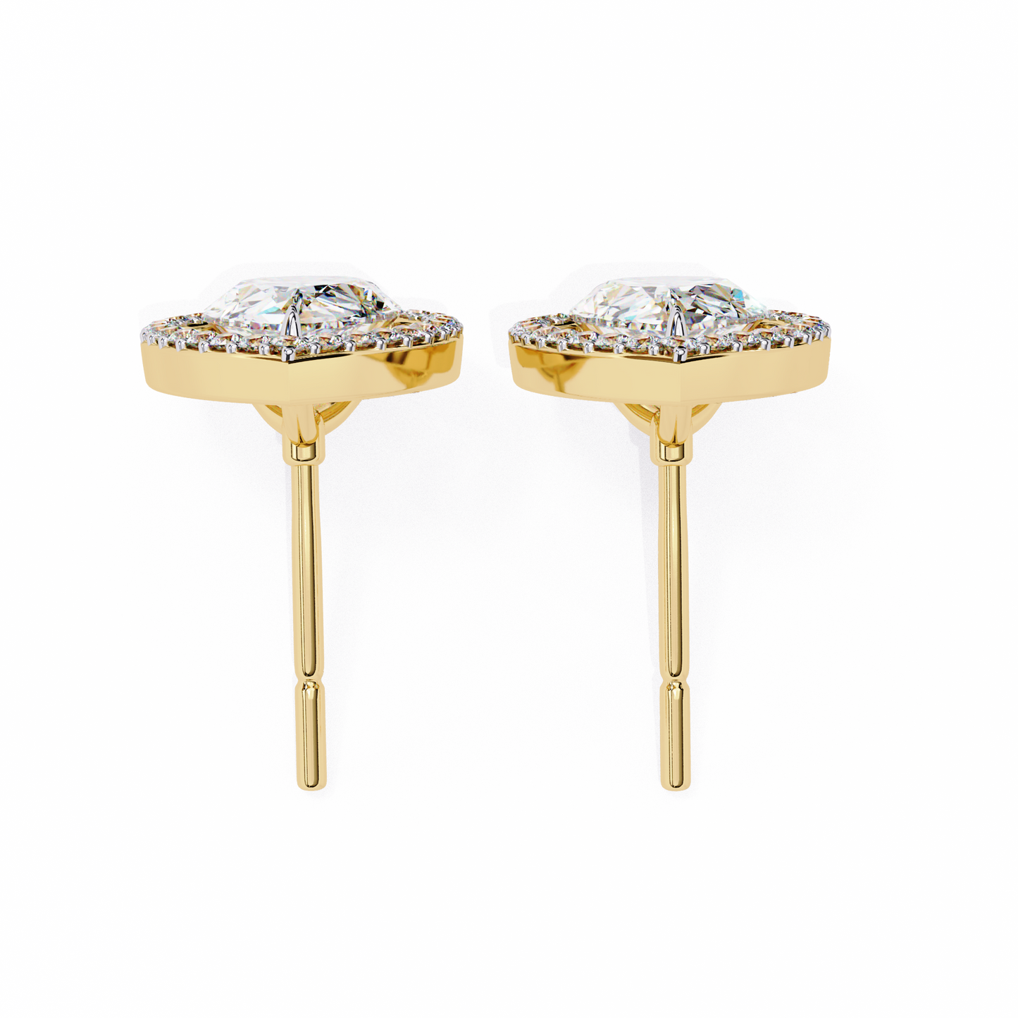 14K Yellow Gold Lab Grown Diamond Halo Earrings 1.62 ctw DAE-144